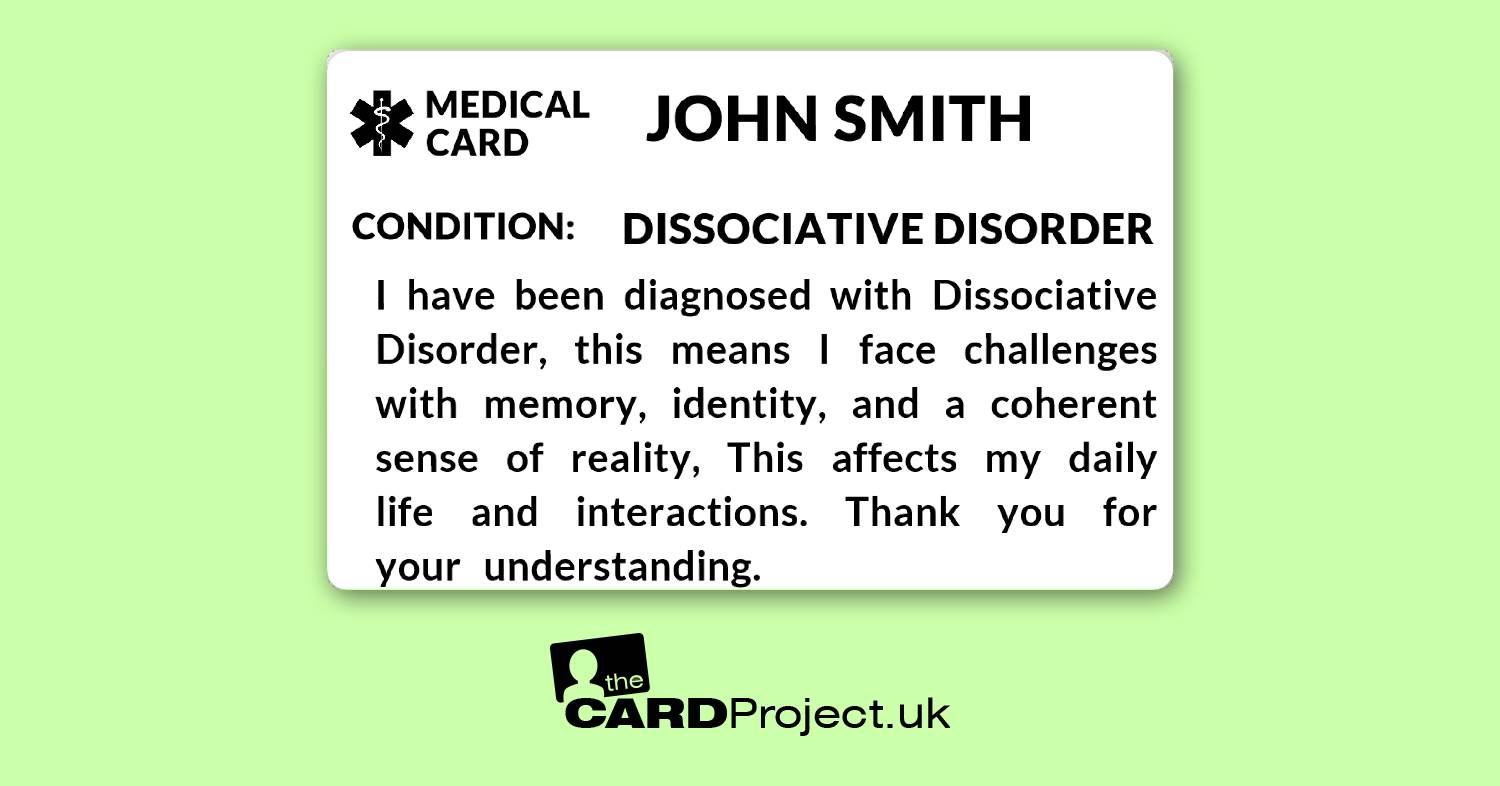 Dissociative Disorder Mono Medical ID Card (FRONT)